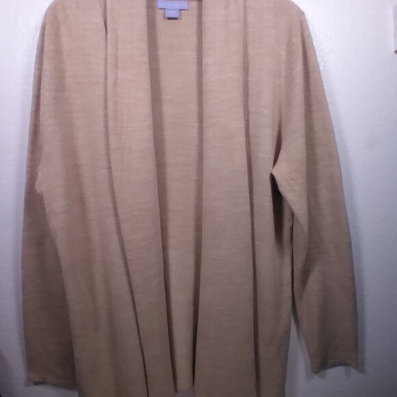 Laura Scott Mid Length Beige Cardigan Sweater 1X - Picture 4 of 14
